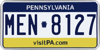 PA license plate MEN8127