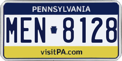 PA license plate MEN8128