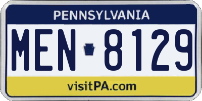 PA license plate MEN8129