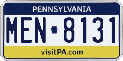 PA license plate MEN8131