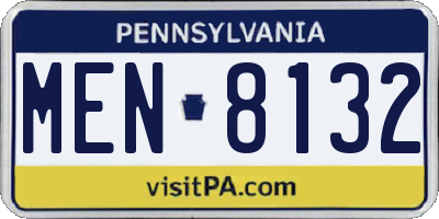 PA license plate MEN8132