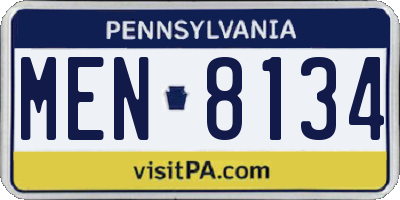 PA license plate MEN8134