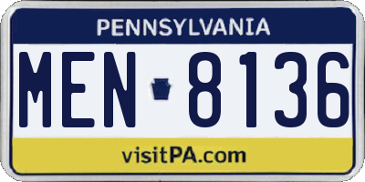 PA license plate MEN8136