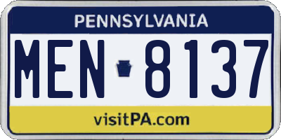 PA license plate MEN8137