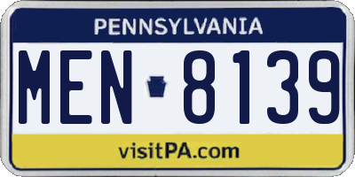PA license plate MEN8139