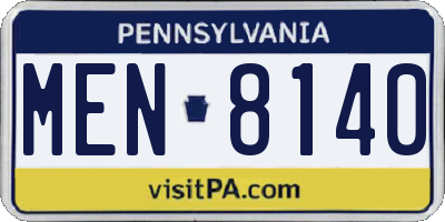 PA license plate MEN8140