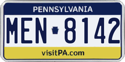 PA license plate MEN8142