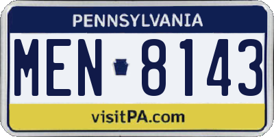 PA license plate MEN8143