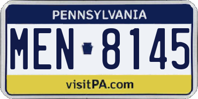 PA license plate MEN8145