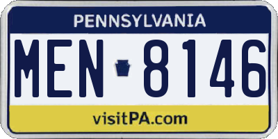 PA license plate MEN8146