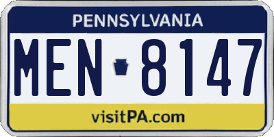 PA license plate MEN8147