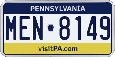 PA license plate MEN8149