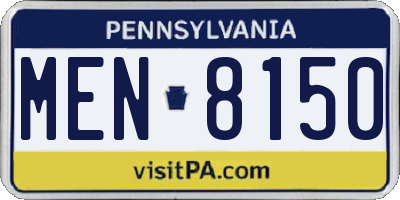 PA license plate MEN8150