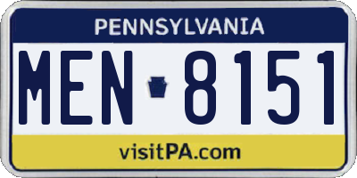 PA license plate MEN8151