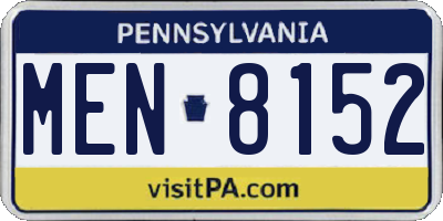 PA license plate MEN8152