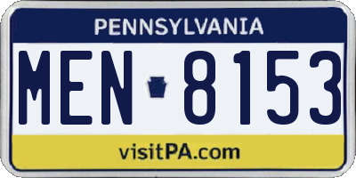 PA license plate MEN8153