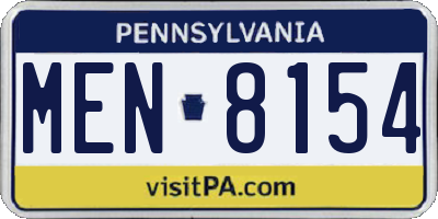 PA license plate MEN8154