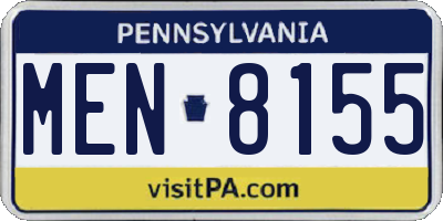 PA license plate MEN8155