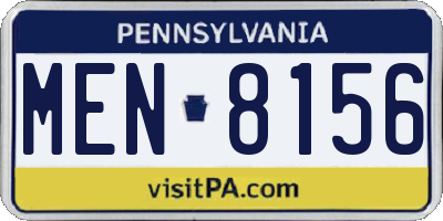 PA license plate MEN8156