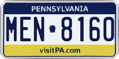 PA license plate MEN8160