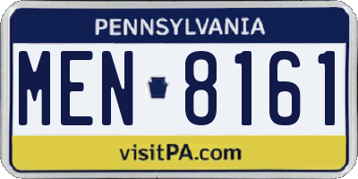 PA license plate MEN8161
