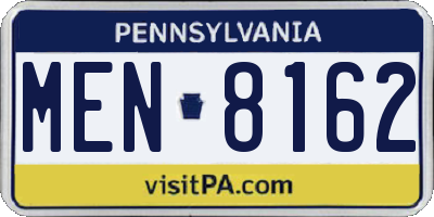 PA license plate MEN8162
