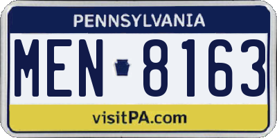 PA license plate MEN8163
