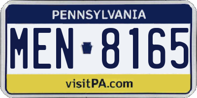 PA license plate MEN8165