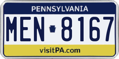 PA license plate MEN8167
