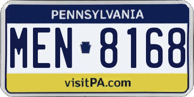 PA license plate MEN8168