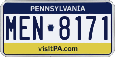 PA license plate MEN8171