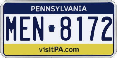 PA license plate MEN8172