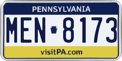 PA license plate MEN8173