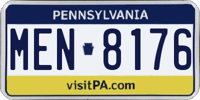 PA license plate MEN8176