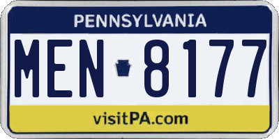 PA license plate MEN8177