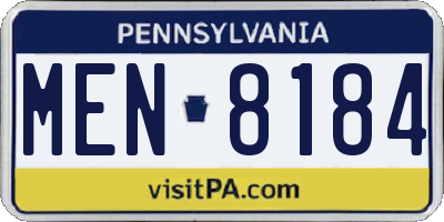 PA license plate MEN8184