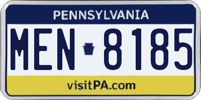 PA license plate MEN8185