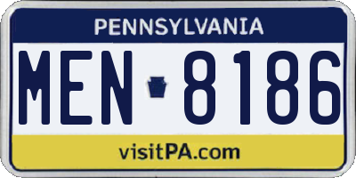 PA license plate MEN8186