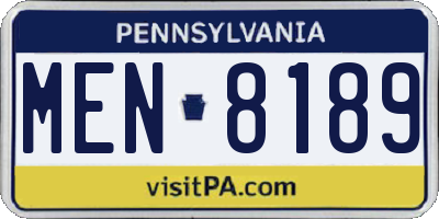 PA license plate MEN8189