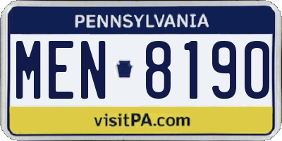 PA license plate MEN8190