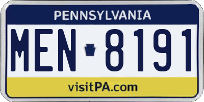 PA license plate MEN8191