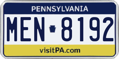 PA license plate MEN8192