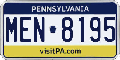 PA license plate MEN8195