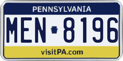 PA license plate MEN8196
