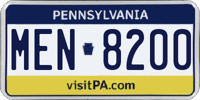 PA license plate MEN8200