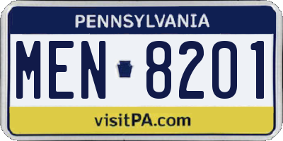 PA license plate MEN8201
