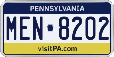 PA license plate MEN8202