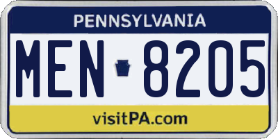 PA license plate MEN8205