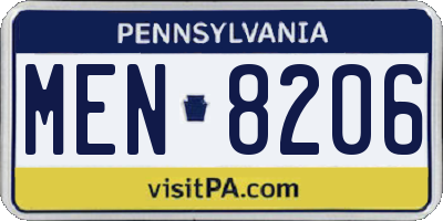 PA license plate MEN8206