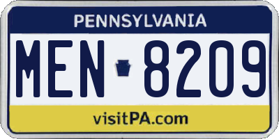 PA license plate MEN8209